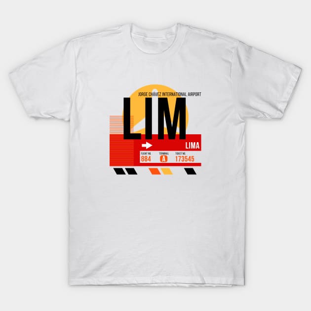 Lima (LIM) Airport // Sunset Baggage Tag T-Shirt by Now Boarding